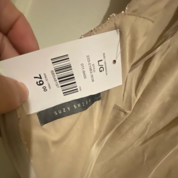 New with tags, Suzy Shier dress, Size large, color Champaign with sequins. - Picture 4 of 4